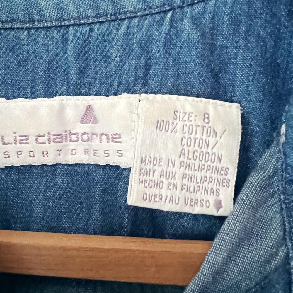 Liz Claiborne Vintage Denim Blue Button-Down Dress - Picture 5 of 8